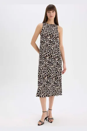 DeFacto Women Animal Printed A-Line Midi Dress