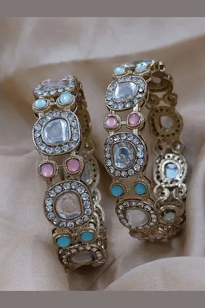 Anouk Set Of 2 Gold-Plated Kundan-Studded Bangles