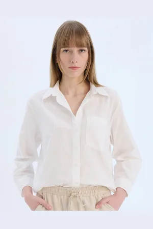 DeFacto Women Relaxed Fit Spread Collar Solid Cotton Casual Shirt
