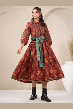 Jaipur Floral Print Fit & Flare Maxi Dress