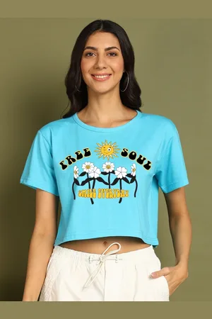Chozi Women Bio Finish Graphic Printed Round Neck Cotton Boxy T-shirt