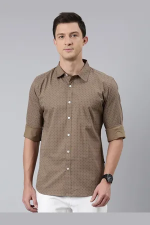 Provogue Men Spread Collar Geometric Printed Cotton Casual Shirt