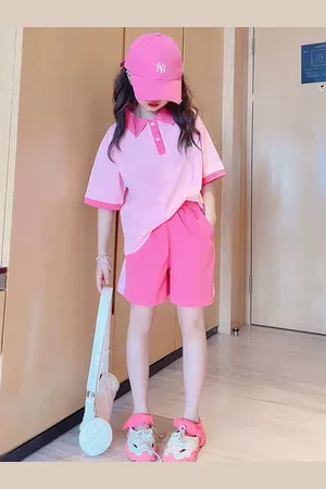 LULU & SKY Girls Polo Collar Cotton T-Shirt With Shorts