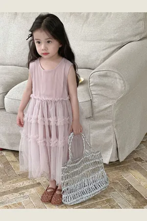 LULU & SKY Girls Sleeveless Tulle Maxi Dress