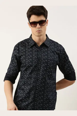 Provogue Men Spread Collar Geometric Printed Cotton Casual Shirt