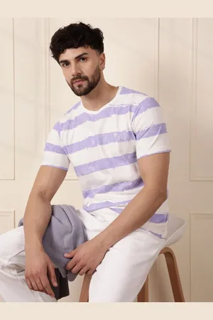 WROGN Men Striped Round Neck Cotton Slim Fit T-shirt