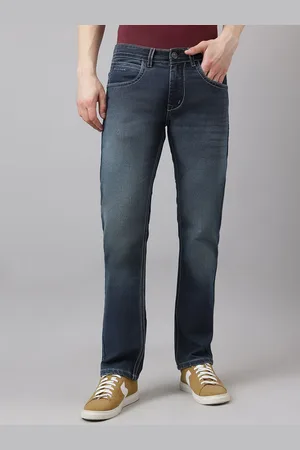 Richlook Men Comfort Slim Fit Mid-Rise Heavy Fade Jeans