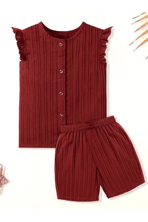 YK Girls Round Neck Top With Shorts
