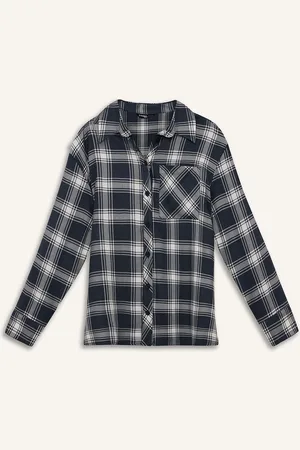 DeFacto Women Spread Collar Tartan Checked Casual Shirt