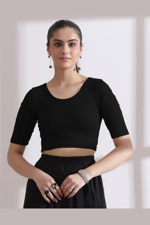Swtantra Women Black Solid Saree Blouse