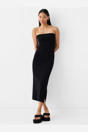 Color Capital Bodycon Dress Strapless Sleeveless Midi Dress