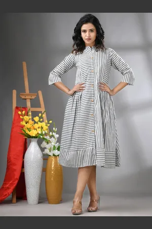 Charukriti Striped Cotton Midi Dress