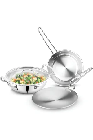 Bergner Silver-Toned Induction Base Aluminium Cookware Set of