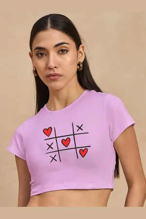 Color Capital Tic Tac Toe Print Cotton Crop Top