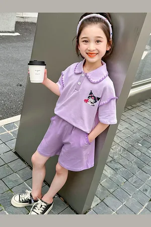 LULU & SKY Girls Polo Collar T-Shirt With Shorts