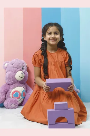 ATHENA S Puff Sleeve Tiered Cotton A-Line Dress