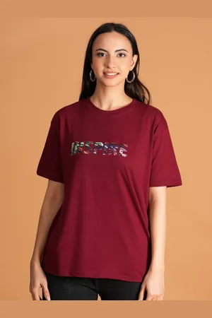 Metronaut Women Relaxed Fit Typography Printed Round Neck Cotton Oversized T-shirt
