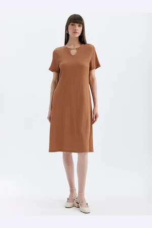 DeFacto Solid Straight Short Sleeves Dress