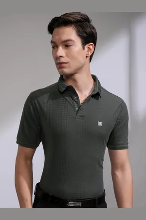 Highlander Men Self Design Polo Collar Regular Fit T-Shirt