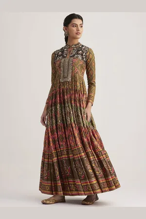 KALKI Fashion KALKI Women Fashion Patola Printed & Embroidered Silk Maxi Ethnic Dress