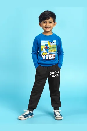Miss and Chief Boys Printed Round Neck Sweatshirt With Joggers