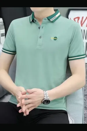 Stylecast Men Solid Polo Collar Silk T-shirt