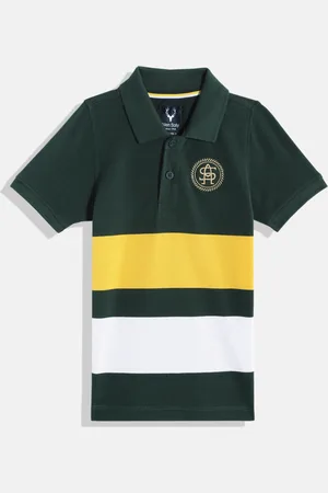 Allen Solly Boys Striped Polo Collar Pure Cotton T-shirt