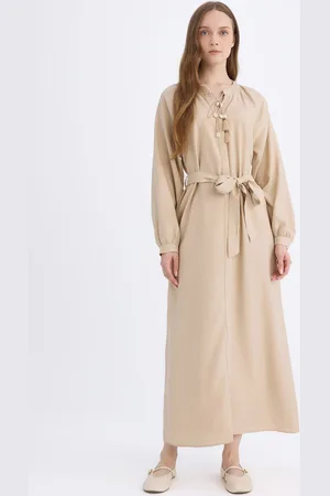 DeFacto Women Mandarin Collar Puff Sleeves Maxi Dress