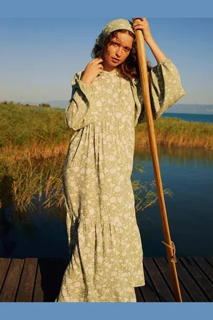 DeFacto Floral Print Puff Sleeve Maxi Dress