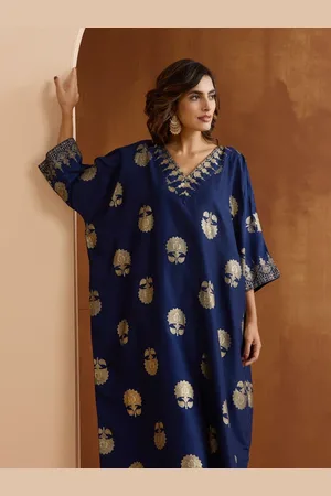 Ishin Floral Printed V-Neck Kaftan With Trousers