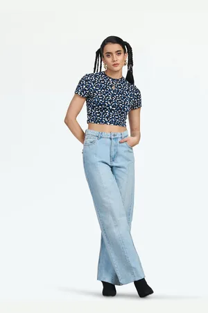 LOVEGEN Women Printed Round Neck Crop Top