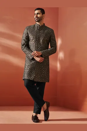 Vastramay Men Embroidered Slim-Fit Two Piece Suits with Pyjama Set