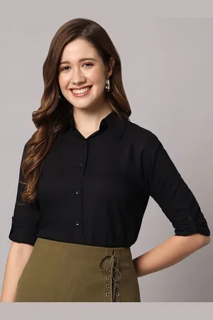 Funday Fashion Women Regular Fit Spread Collar Solid Casual Shirt