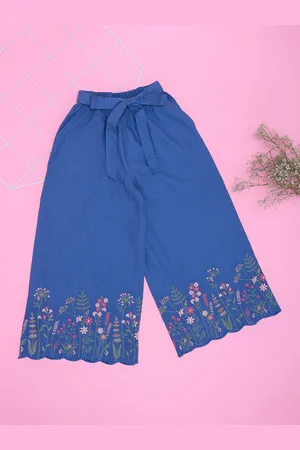 Pantaloons Girls Floral Embroidered Relaxed Fit Culottes Trousers