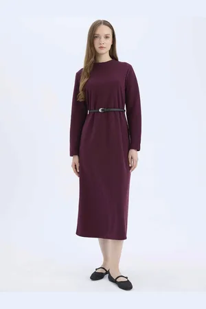 DeFacto Round Neck Sheath Midi Dress