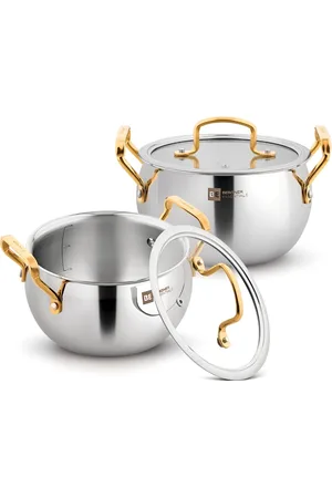 Bergner Silver-Toned Induction Base Aluminium Cookware Set of