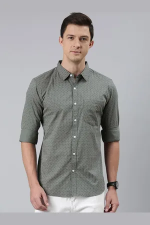 Provogue Men Spread Collar Geometric Printed Cotton Casual Shirt