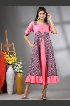 Charukriti Printed Fit & Flared Midi Ethnic Dresses