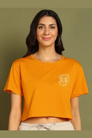 Chozi Women Bio Finish Graphic Printed Round Neck Cotton Boxy T-shirt