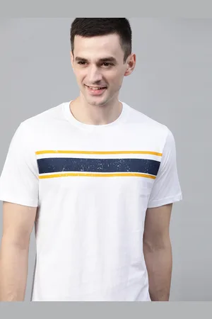 Mast & Harbour Men White Striped Detail Round Neck T-shirt
