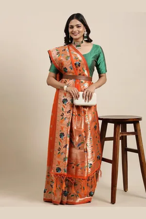 DIVASTRI Women Woven Design Zari Paithani Saree With Unstitched Blouse Piece