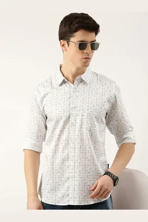 Provogue Men Spread Collar Geometric Printed Cotton Casual Shirt