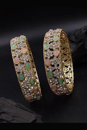 Anouk Set Of 2 Gold-Plated Kundan-Studded Bangles
