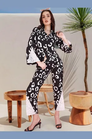 DressBerry Abstract Printed Self Design Shirt Collar Shirt And Trousers