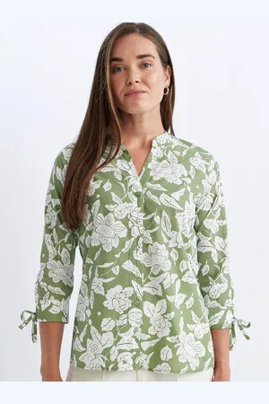 DeFacto Women Mandarin Collar Floral Printed Casual Shirt