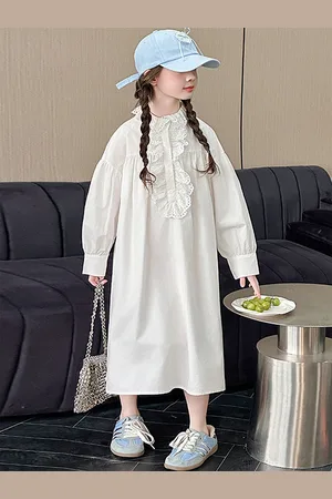 LULU & SKY Girls Tie-Up Neck A-Line Maxi Dress