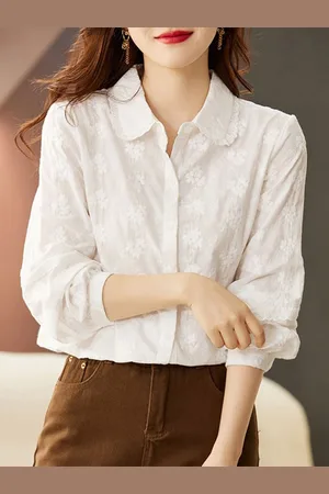Stylecast Women Self Design Floral Embroidered Cotton Shirt