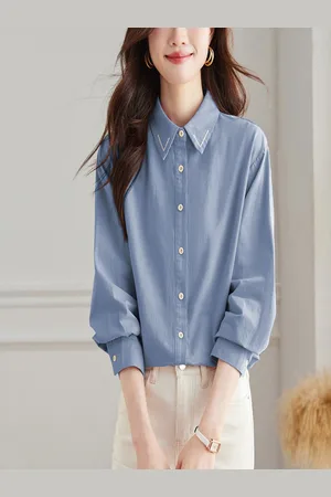 Stylecast Women Spread Collar Solid Cotton Casual Shirt