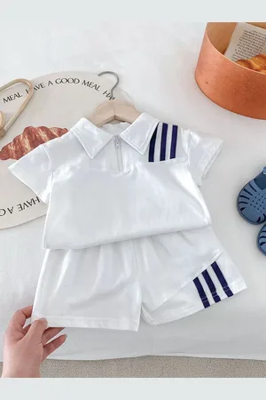 LULU & SKY Kids Polo Collar Cotton T-Shirt With Shorts