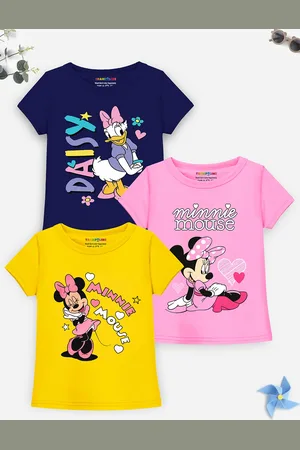Miss and Chief Girls Pack Of 3 Graphic Printed Round Neck T-shirts